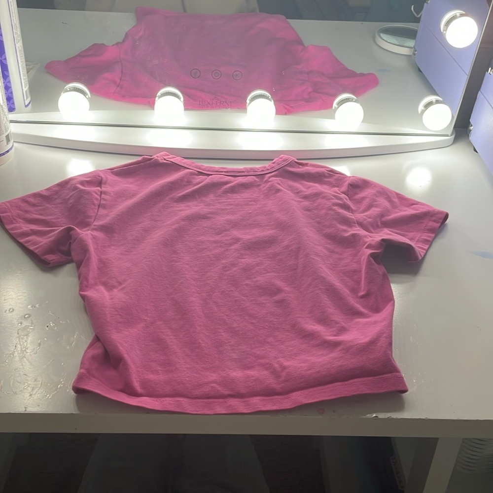 Pink cotton on tight fitting cropped top - Picture 2 of 3